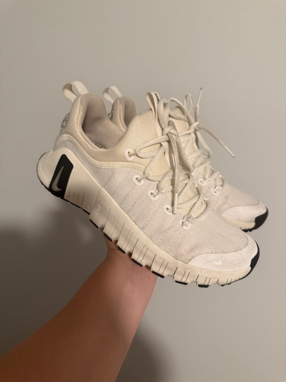 Nike Women's Cream Lace-Up Athletic Sneakers with Black Accents